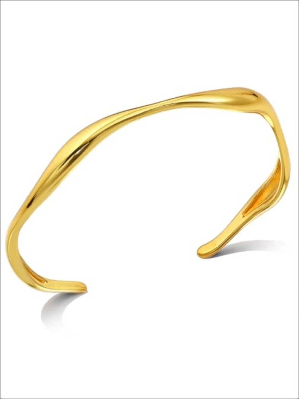 Gold Plated Wavy Cuff Bracelet Adjustable Open Bangle for Women